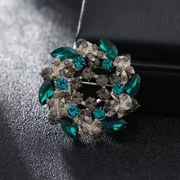 High-end temperament Bauhinia crystal brooch female simple and elegant pin exquisite suit coat luxury accessories corsage морская волна