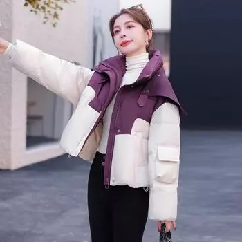 High-end tooling down jacket women s 2024 winter fashion detachable shawl warm loose couple white duck down jacket M имбирный