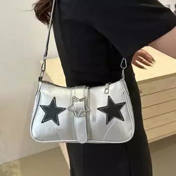 Высококлассная сумка под мышкой женская новая модная контрастного цвета со звездным дизайном нишевая мода универсальная повседневная наплечная сумка