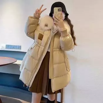 High-end White Duck Down Oversized Fur Collar Down Jacket Women s 2025 Winter Medium and Long Warm Waist Fashion Jacket Tide S