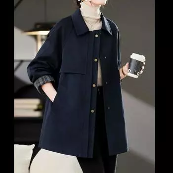 High-end Windbreaker Women s Mid-length Spring and Autumn Design Sense of Temperament Was Thin Coat Jacket XXXL