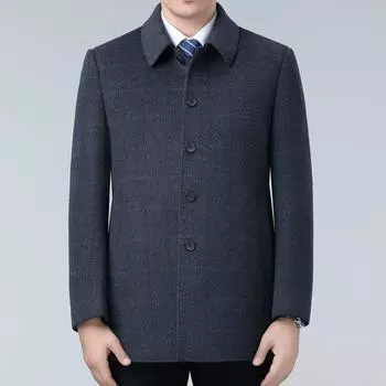 Высококачественное зимнее пальто из двухстороннего кашемира с утолщенной пуховой подкладкой, мужское шерстяное пальто средней длины для пап среднего и пожилого возраста 170