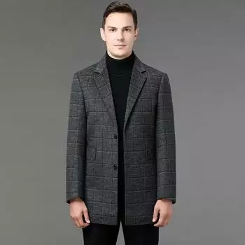 High-end wool suit for young and middle-aged people, down-lined woolen coat, men s double-sided cashmere coat, winter dad coat M