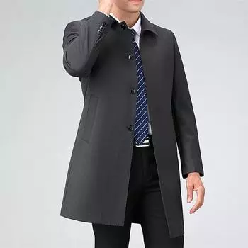 Высококачественная шерстяная ветровка мужская осенне-зимняя, новый стиль, деловое пальто средней длины для мужчин среднего и пожилого возраста, пальто для папы, большой размер 170