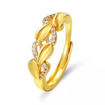 High-End Zircon Love Ring Women S Light Luxury Niche Exquisite Design Fashion Personality Heart-To-Heart Open Ring adjustable золотой