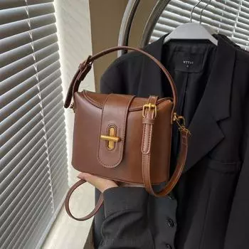 Высококачественная ручная сумка-ведро с косой ручкой, ретро-дизайн, однотонная сумка-ведро через плечо