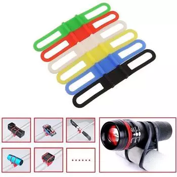 High Fashion Silicone 5Pcs Universal Bicycle Torch Flashlight Handle Bar Holder Mount Elastic Strap разноцветный