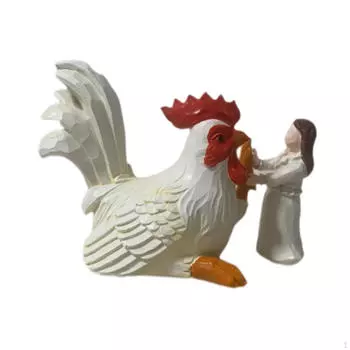High Five Chicken Statue Resin Sculpture Vivid Details Miniature Animal Figurine Desktop