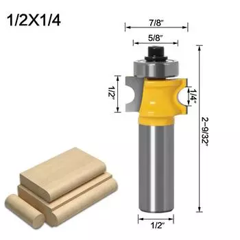 High-grade 1/2 Handle Bearing Positive Semicircular Cutter Ball Milling Cutter Wooden Stick Milling Cutter Positive Semicircular Cutter Engraving 1 positive semicircle 1/2 * 1/4 yellow