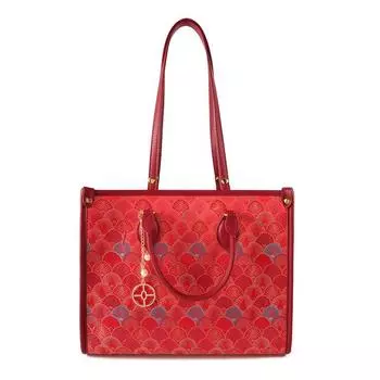 High-Grade Embroidery Red Bag National Style Tote Bag Women 2025 New Mom Wedding Bag Big Bag Commuter Shoulder Bag Red