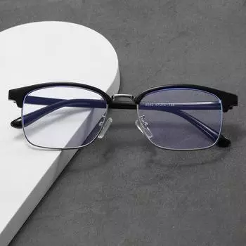 High-Grade Flat Glasses, Square Eyebrow Frame, Business Men S Anti-Blue Light, Full Frame Personalized Metal Frame, Can Be Equipped With Myopia