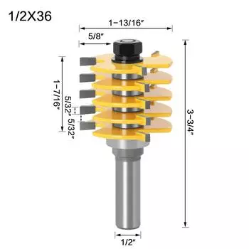 High-Grade Full Split Finger Joint Knife, Splicing Knife, Splicing Knife, Woodworking Milling Cutter, Gong Cutter, Engraving Machine, Milling Cutter Finger connection knife 1/2 * 36