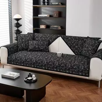 High-Grade Leather Sofa Cushion Cushion Simple Black Modern Light Luxury Sofa Cover Sofa Cover Backrest Cover Cloth Non-Slip 60*60cm
