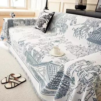 High-Grade Qingming River Map Sofa Towel All-Inclusive Universal Cover Cover Nap Blanket Chenille Cover Cloth Anti-Scratching 180*130cm