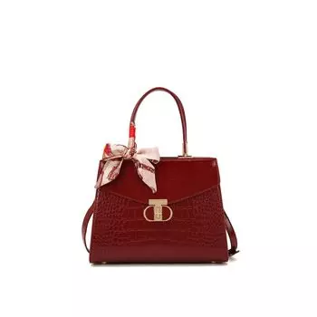 High-Grade Red Bag Women Wedding Gift Mother-in-Law Wedding Bag Daily Commuter Handbag Messenger Bag Women Red(Send silk scarf + gift bag)