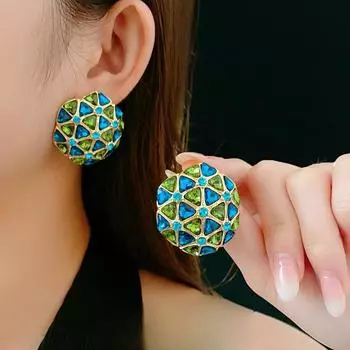 Высококачественные серьги-гвоздики в стиле «Темперамент», роскошные серьги в стиле ретро для женщин синий