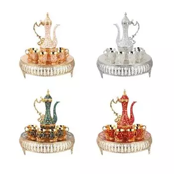 High-grade Turkish Coffee Game, 6 Cups and Plates Decorated Tea Set, Teapot, Coffee Cup, Home Decoration, Wedding Gift.