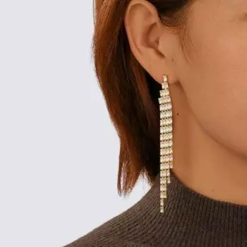 High-Grade Zircon Tassel Earrings with Diamonds - Luxurious Gold/Silver for Weddings and Parties