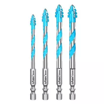 High Hardness Eccentric Drill Four-Edged Tile Drill Bit Durable Triangle Tile Drill Set Glass 4pcs