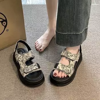 Повседневные походные сандалии на танкетке с высоким каблуком 35