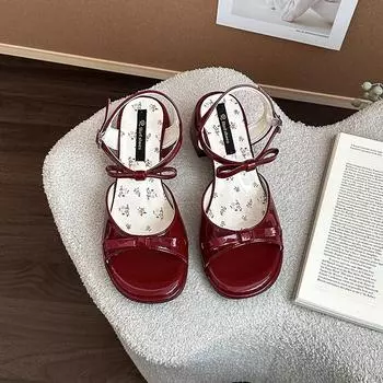 High heel niche fashion sandals bow thick heel sandals women s summer new skirt 35