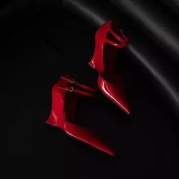 High heel pointed head shallow mouth single shoes women s wedge heel soft leather 2024 spring catwalk model buckle sexy black high heels 35 чёрный