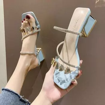 High Heel Sandals Summer Women Fashion Rhinestone Ladies Sexy Sandals Female Leather Sandals Plus Size 34-40 36