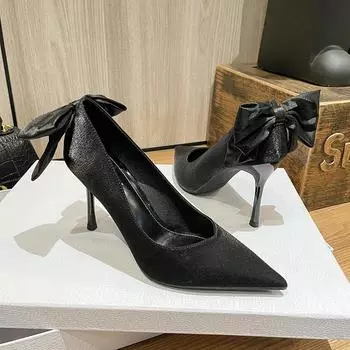 High Heel Shoes Women s Pointed Toe Fashion Bowknot Women s Shoes 2024 Winter New Style Sexy Women Slim Heels Shoes High Heels 34