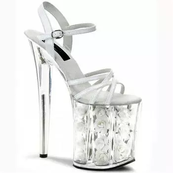 High-heeled Internet celebrity sandals women s 2025 summer new one-word buckle with versatile thin heel open-toed transparent women s shoes 34 белый