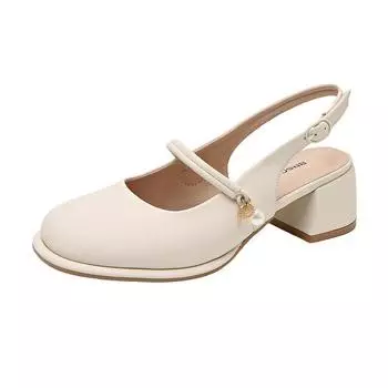 High-heeled Mary Jane shoes girl 2025 summer new versatile light mouth fairy style with skirt single shoes French thick heels 34