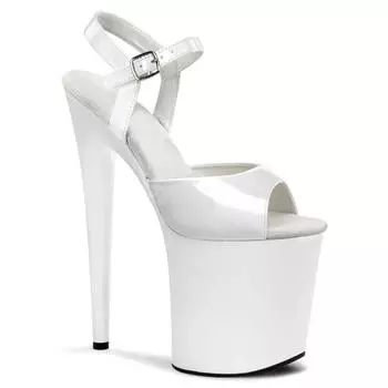 High-heeled sandals women s bright leather super-high-heeled waterproof table design sense niche thin-heeled fish-mouth high-heeled shoes, summer 2025 34 белый