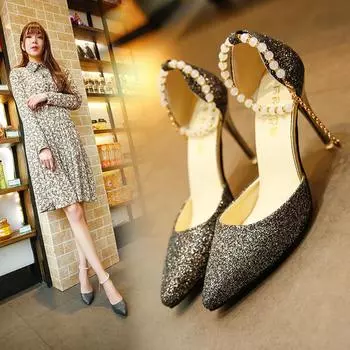 Туфли на высоком каблуке женские летние и осенние матовые тонкие каблуки с острым носком модные однобортные туфли женские туфли 35 чёрный