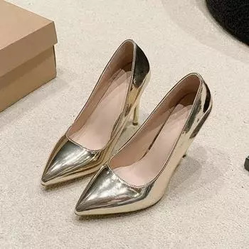 High-heeled single shoes autumn new simple and sexy thin heels pointed light mouth fashion single shoes women 34