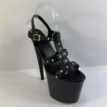 High heels 20cm ultra-high stiletto fashion sandals hollow fashion women s shoes 34 чёрный