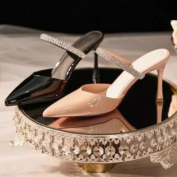 High Heels Dress Thin Heels Sandalias Women Pointed Toe Simple Sandals Party Shoes Pumps Shoes Outdoor Sandals Zapatos De Mujer 35 чёрный