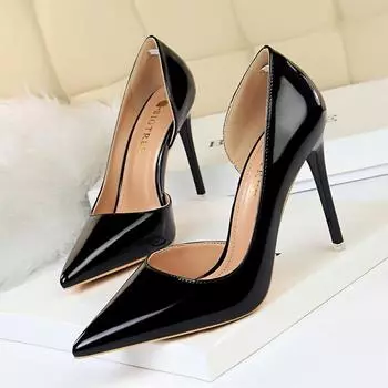 High Heels Simple Thin Heel Metal Heel High Heel Shallow Mouth Pointed Side Hollow Sexy Single Shoes 34