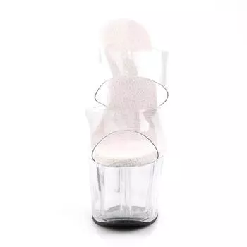 High heels thin heels cool slippers fairy style white sandals girl 2025 new summer word with transparent crystal 34 прозрачный