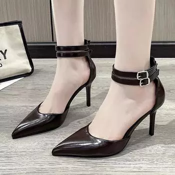 High Heels Women 2024 Summer New Simple Heels Fashion Pointed Toe Sexy Stiletto Women s Pumps Elegant Dress Shoes Tacones 35 чёрный