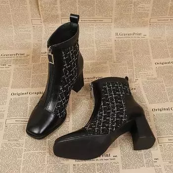 High Heels Women Ankle Boots Chunky Shoes Winter Designer Shoes Women 2024 Trend Walking Shoes Pumps Elegant Mujer Snow Botas 35