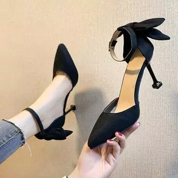 High heels women s 2025 new Internet celebrities spring and summer versatile pointed sexy thin heel one-word buckle with bag head sandals 34