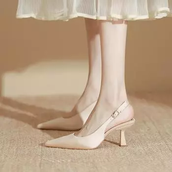 Высокие каблуки женские французские не уставшие ноги одинарные туфли весенние женские сандалии женская мода Хуэйчжоу женская обувь 35 абрикосовый