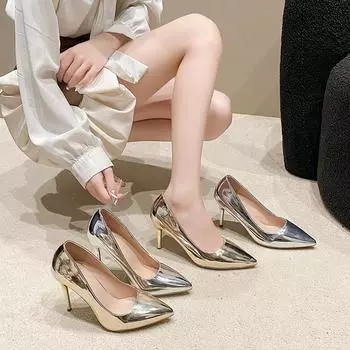 High heels women s pointed thin heels new fashionable and sexy large size single shoes spring 2024 women s foreign trade women s shoes 34