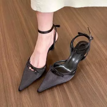 High Heels Women Sandals Sexy Pointed Toe Dress Party Shoes Slippers 2024 Summer New Designer High Heels Zapatos Mujer 35 бежевый