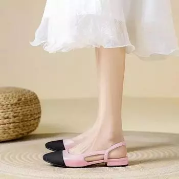 High Heels Women Summer New Colored Back Empty Baotou Sandals Women s Head Thick Heel Sandals Flat Sandalias De Mujer Verano 33