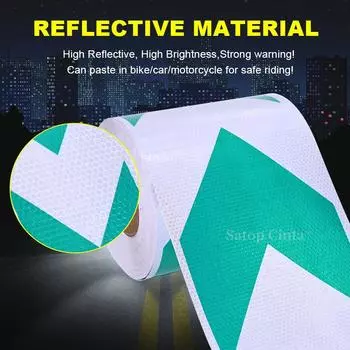 High Intensity Arrow Reflective Material White Green Safety Tape 20cm*10m Waterproof Conspicuity Reflector Sheeting For Trailer