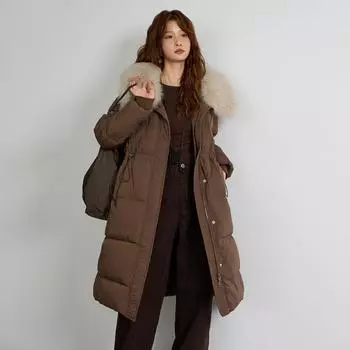 High-luxury fox big fur collar down jacket women s long 2024 winter thickened waist and thin light luxury knee jacket tide S