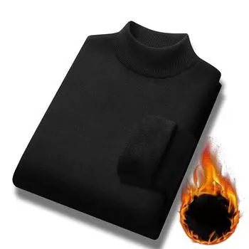 High-neck Sweater for Men, Loose Fit, Winter and Autumn, Lined and Thickened Knitted Shirt, Men s Underwear Shirt M