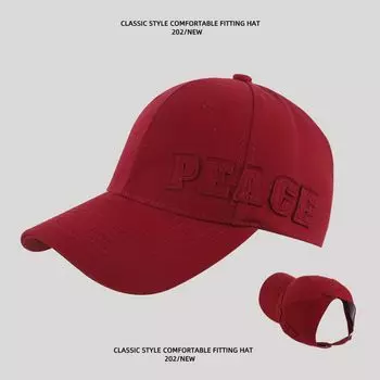 High Ponytail Peaked Cap Women s 2025 New Baseball Cap Wide Brim Big Face Face Small Sun Hat Red PEACE. One size
