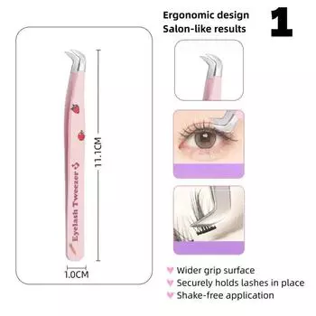 High-Precision False Eyelash Tweezers, High end EyeLash Extension Assistant Tool, Professional Makeup Artist Bloom Set Pink-Olecranon Clip