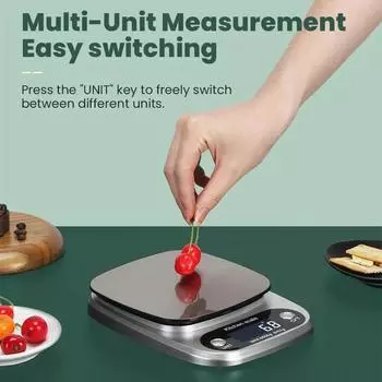 High Precision Kitchen Scale 10kg Electronic Jewelry Food Baking Scale Multifunction Measuring Tool Electronic Scale Lcd Display 10kg серебряный